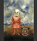 Famous Death Paintings - Girl with Death Mask